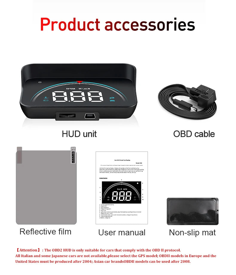 Hot Selling M8 Head up Display Car HUD Digital Speedometer Original OBD2 With Multiple Function